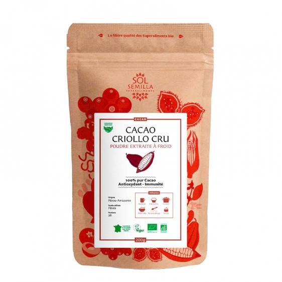 Cacao criollo cru bio en poudre 200g