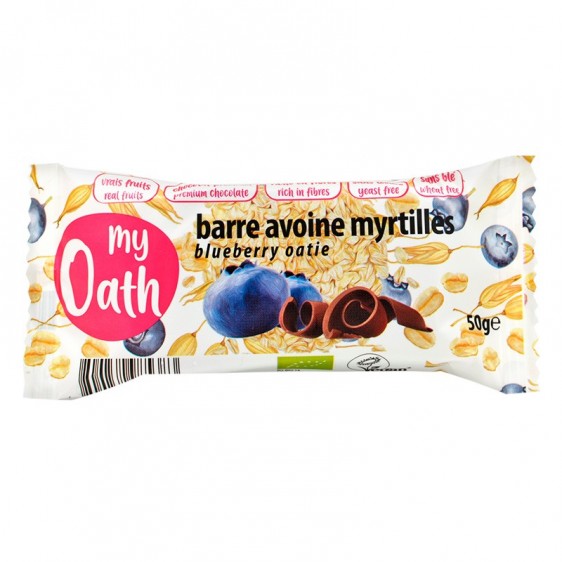Barre avoine myrtille enrobée de chocolat bio 50g - Nutri Naturel